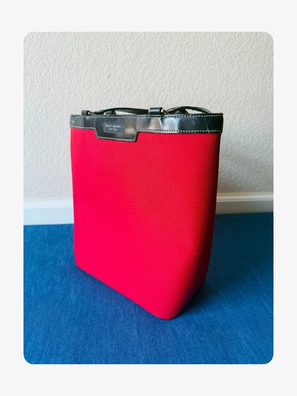 ★ Vintage Kate Spade New York Structured Nylon/Leather Shoulder Bag Red/Black ★